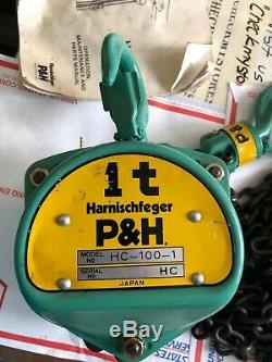 VTG new P&H HARNISCHEFEGER HC-100 1 TON HAND CHAIN HOIST MADE IN JAPAN SER#5604